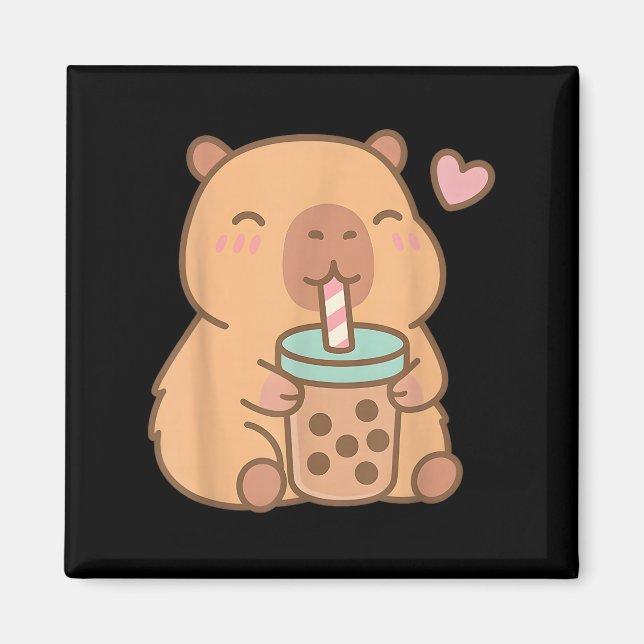 Imã Bebendo de anime Cute Capybara Kawaii - Bubble Tea (Frente)
