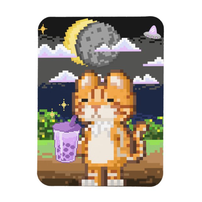 Ímã Bebendo de Cat Boba Tea UFO Eclipse Magnet (Vertical)