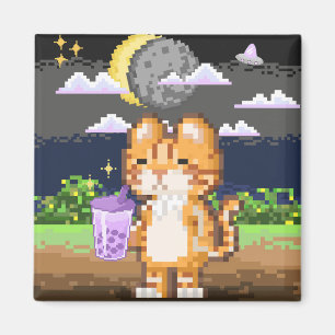 Imã Bebendo de gato Boba Tea Alienígena Eclipse Magnet