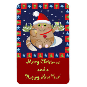 Ímã Bebendo de gato um coquetel + texto imã de Natal