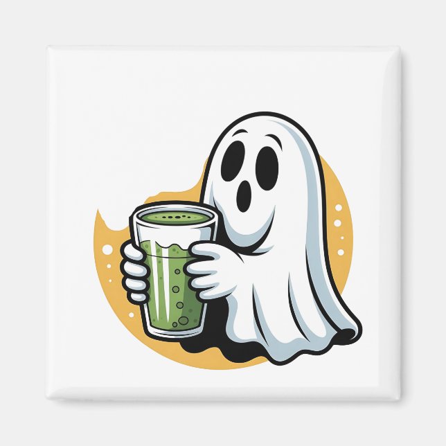 Imã Bebendo fantasma fantasma Matcha Halloween (Frente)