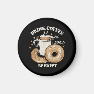 Imã Beber Café Comer Bagels Ser Feliz