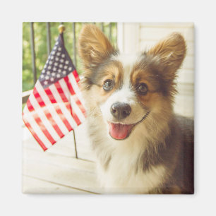 Imã Bebês Mais Pobres American Flag Corgi