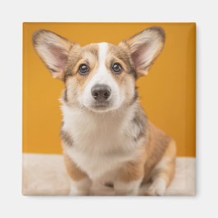 Imã Bebês Mais Pobres   Retrato de Corgi em laranja