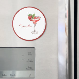 Imã Bebida de Cocktail de Morango Vermelho Branco