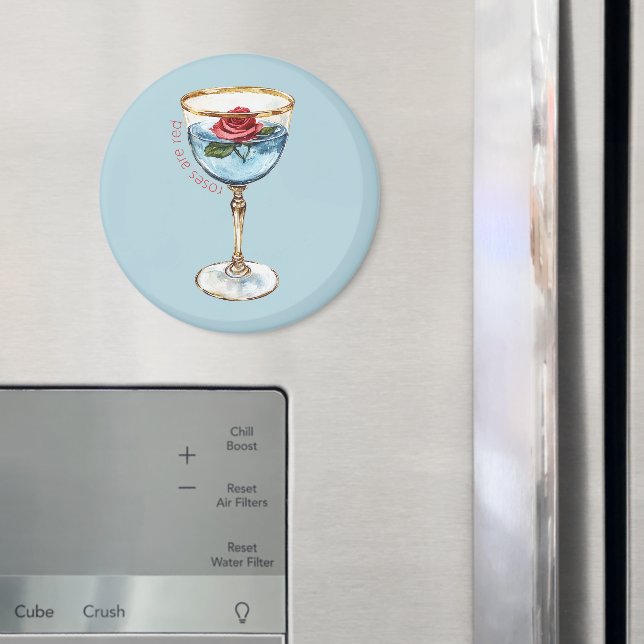Imã Bebida de Vidro Flor Rosa Vermelha Azul Dourada (In Situ (Fridge))