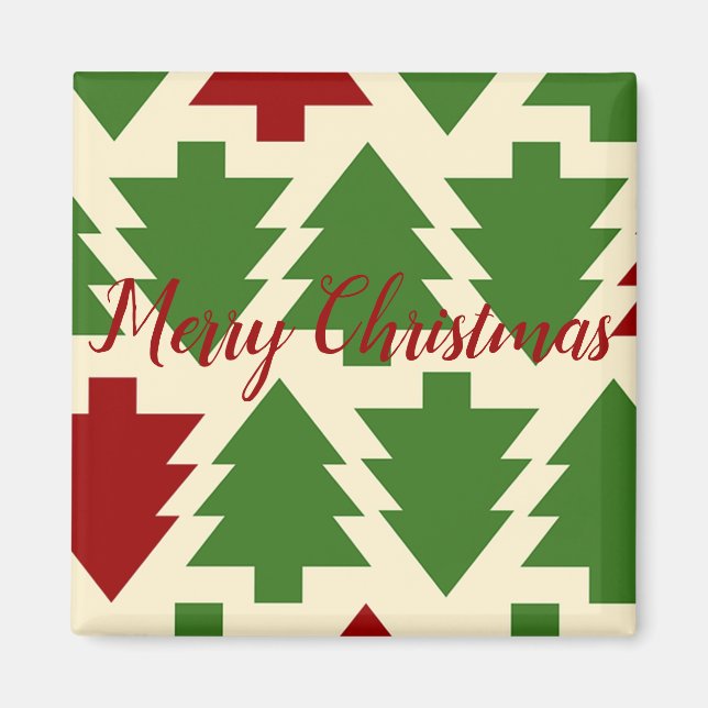 Imã Bebida verde e vermelha de árvore de Natal (Frente)