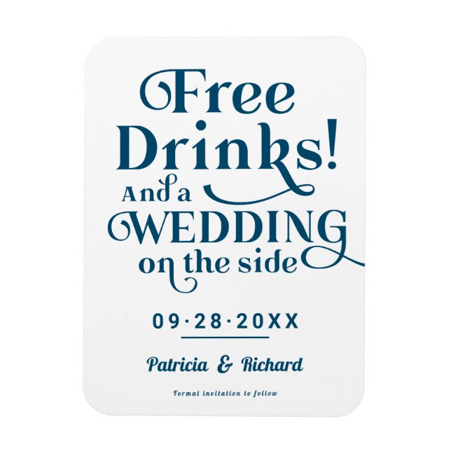 Ímã Bebidas Grátis Divertido Casamento Informal Salvar (Vertical)
