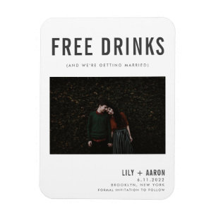 Ímã Bebidas Grátis Engraçadas Foto Salvar Data