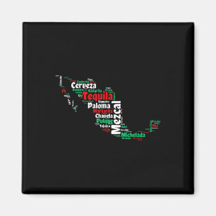 Imã Bebidas Mexicanas do Cinco De Mayo Mapa do México
