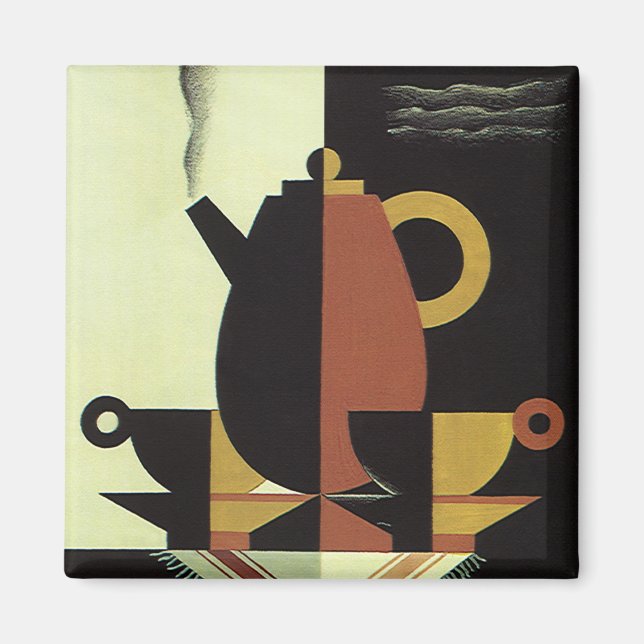 Imã Bebidas Vintage Café com Xícaras (Frente)