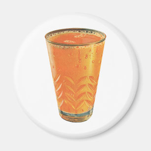 Imã Bebidas Vintage, Copo de Suco de Laranja no Café d