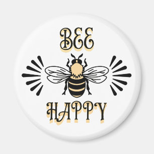 Imã Bee Happy   Vintage Colors Honey Bee