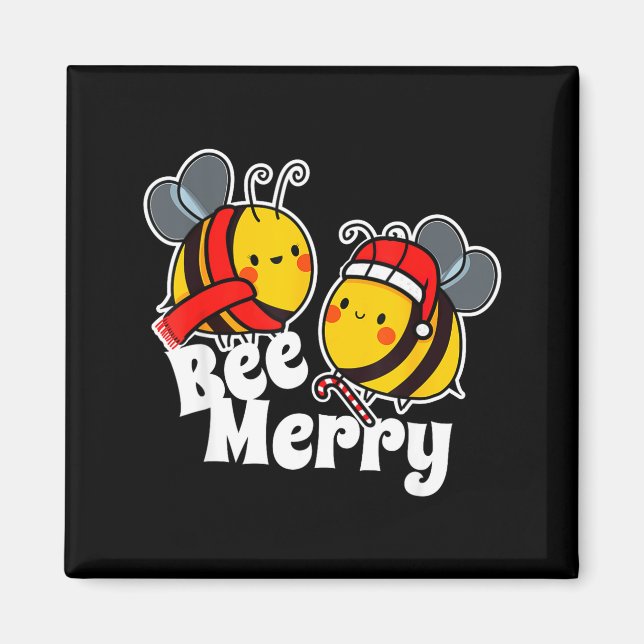 Imã Bee Merry _ Cute Honey Bees Santa Claus _ Christma (Frente)