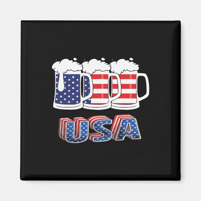 Imã Beer American Flag 4 De Julho Merica Usa Bebendo (Frente)