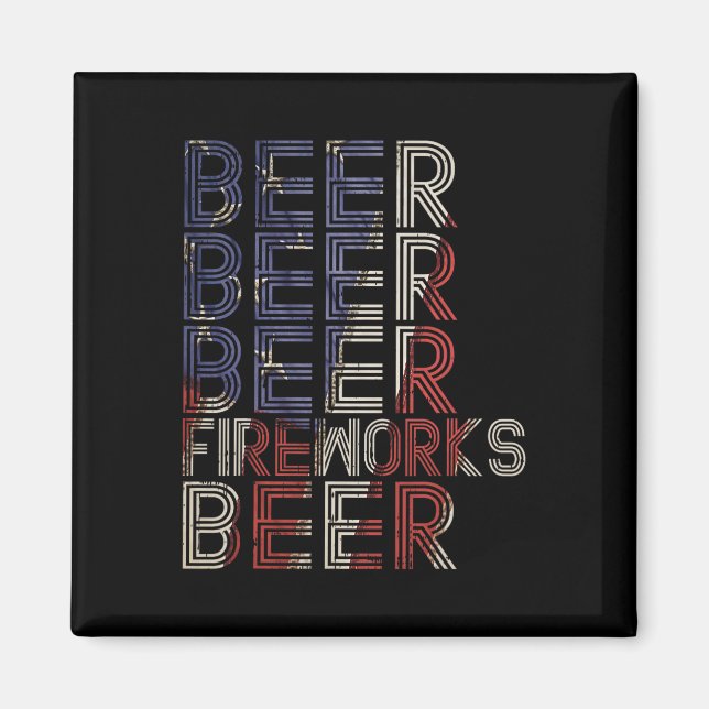 Imã Beer Fireworks Retro 4 De Julho Party Parade Drin (Frente)