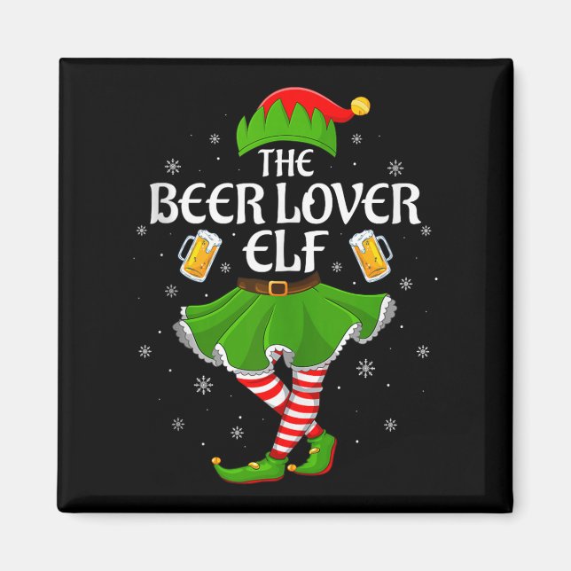 Imã Beer Lover Elf Christmas Family Girls Women Elf Sq (Frente)