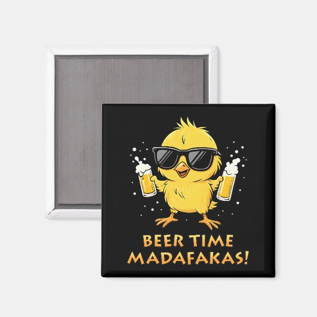 Imã Beer Time Madafakas Meme Pato Goose Retro (Front/Back)