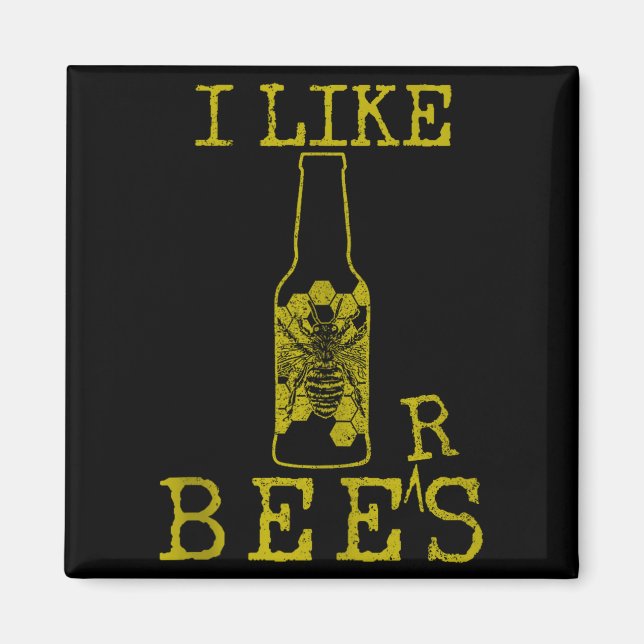 Imã Bees &amp; Beer - Funny Quote Beekeeng Beekeeper G (Frente)