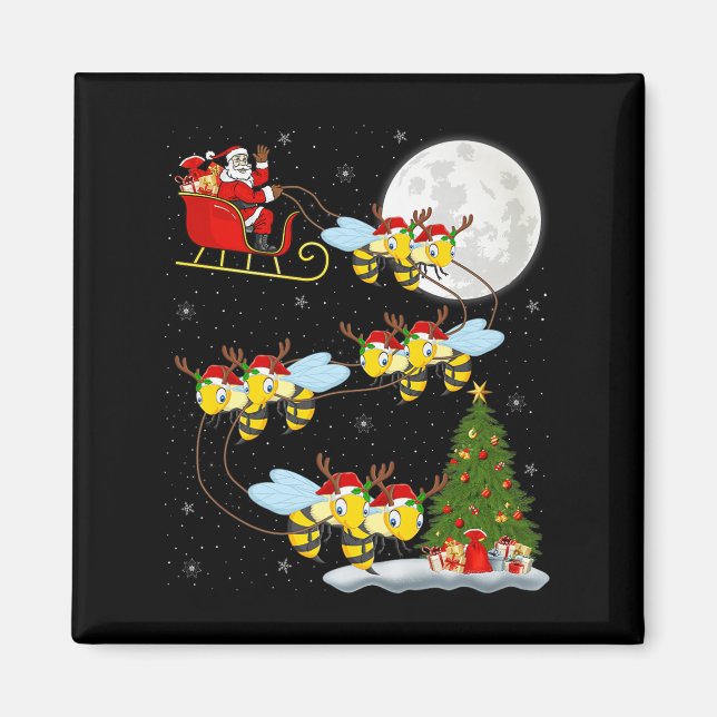 Imã Bees Santa Sleigh Flying Funny Magical Christmas P (Frente)