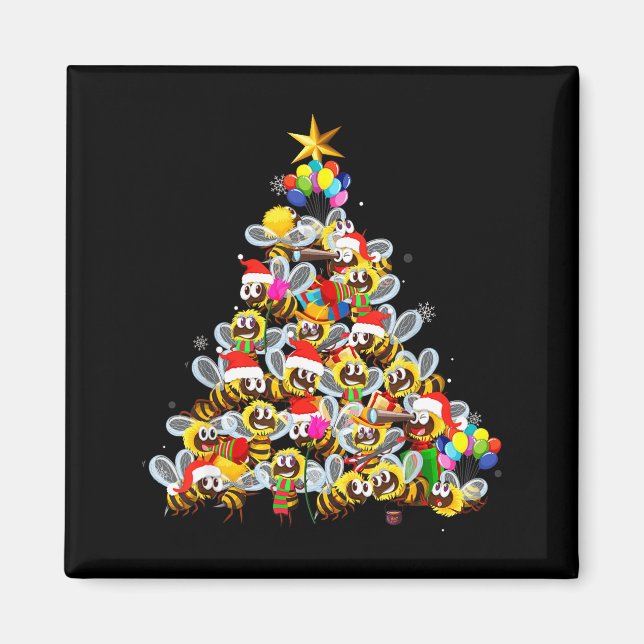Imã Bees Tree Christmas Sweater Xmas For Bees Lover  (Frente)
