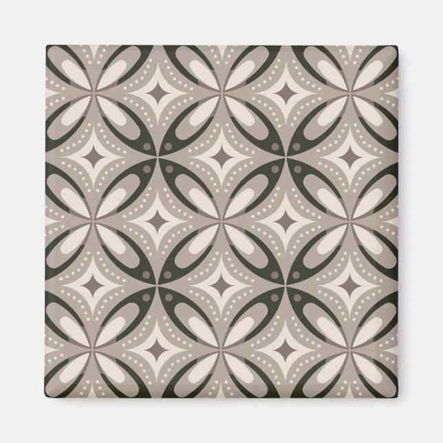 Imã Beige and Brown Retro circular shapes (Frente)