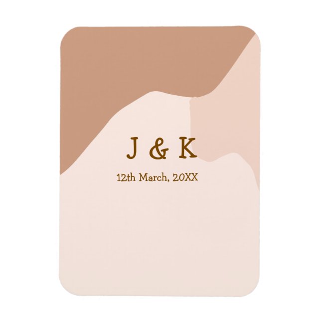 Ímã Beige boho curvado nome do casamento laranja (Vertical)