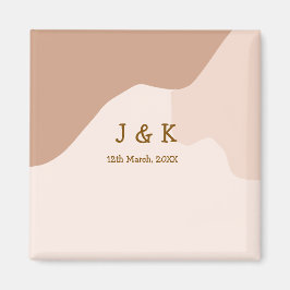 Imã Beige boho curvy orange wedding name date