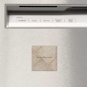 Imã Beige Faux Linen Personalizado