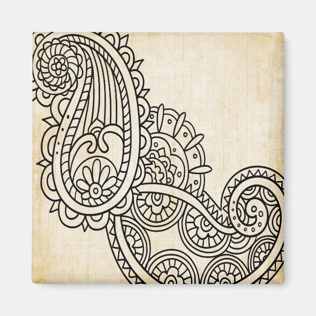 Imã Beige Mehndi Motif Magnet (Frente)