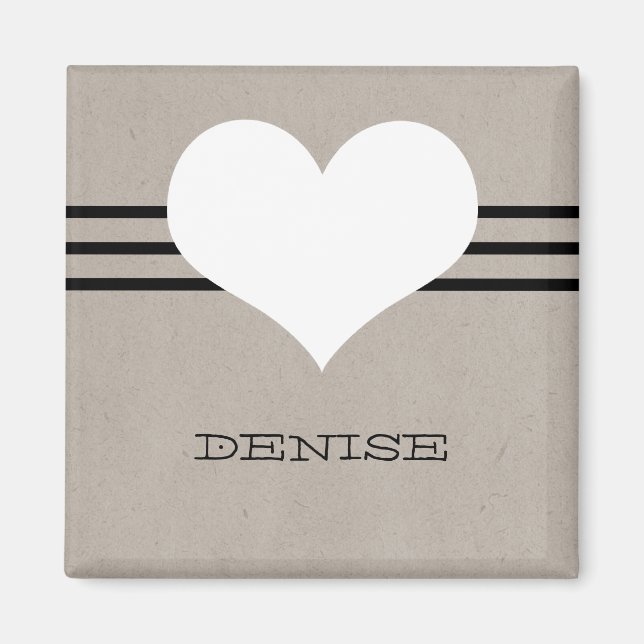 Imã Beige Modern Heart Magnet (Frente)