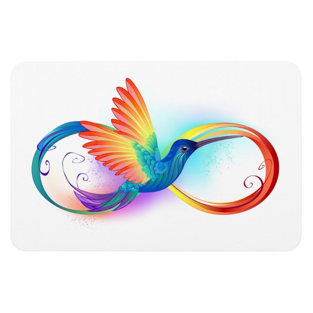 Ímã Beija-flor Arco-íris com símbolo de Infinito (Horizontal)