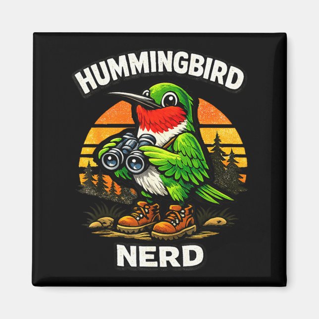 Imã Beija-flor nerd divertido observação de pássaros v (Frente)