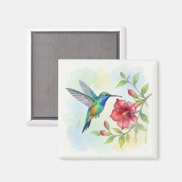 Imã Beija-flor Pequeno Aquarela