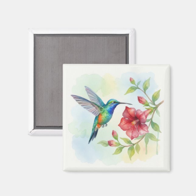 Imã Beija-flor Pequeno Aquarela (Front/Back)