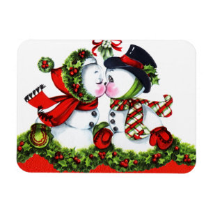 Ímã Beijando o casal do boneco de neve