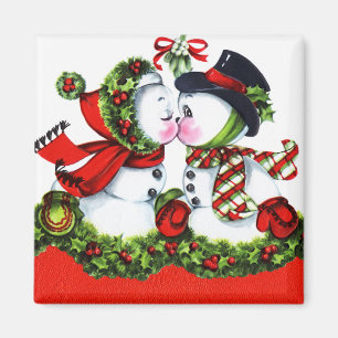 Imã Beijando o casal do boneco de neve
