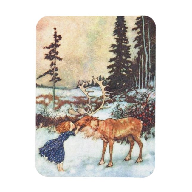 Ímã Beijando uma Reindeer (Vertical)