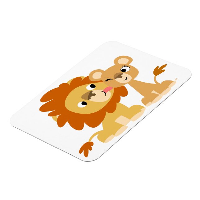 Ímã Beijo: Casal Lion de Cartoon Bonito (Left Side)