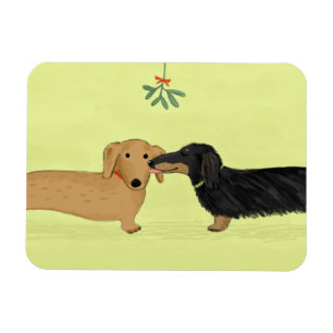 Ímã Beijo do visco do Dachshund - Natal do cão do