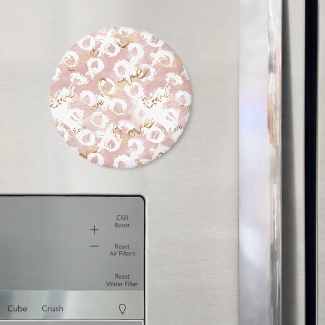 Imã Beijo Rosa Dourado Branco XOXO Amor (In Situ (Fridge))