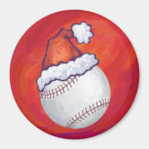 Imã Beisebol com Papai Noel em Vermelho