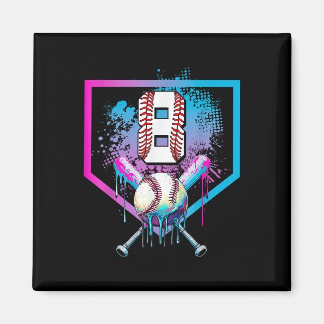 Imã Beisebol Drill 8º Aniversário Home Plate Boys Juve (Frente)