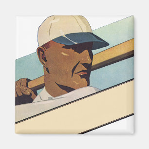 Imã Beisebol Esportivo Vintage Batedor, Arte Estilizad