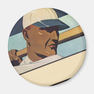 Imã Beisebol Esportivo Vintage Batedor, Arte Estilizad