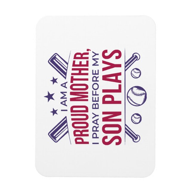 Ímã Beisebol Ordenado Mãe Eu Rezo Antes Que Meu Filho  (Vertical)