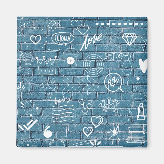 Imã Bela arte de Grafite na Caligrafia Verde da Parede (Frente)