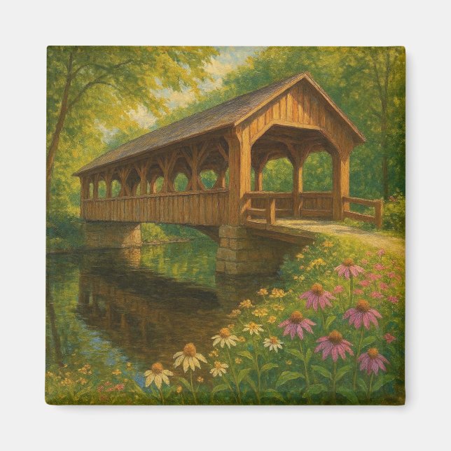 Imã Bela arte de ponte coberta de verão (Frente)