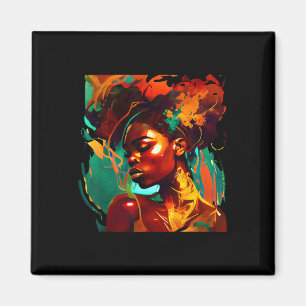 Imã Bela Arte Negra Mulher Afro-Americana Pintura