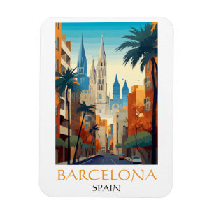 Ímã Bela Barcelona Espanha Retro Viagem Antiga